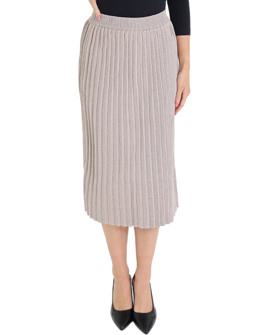 Pleated Knit Midi Skirt view 