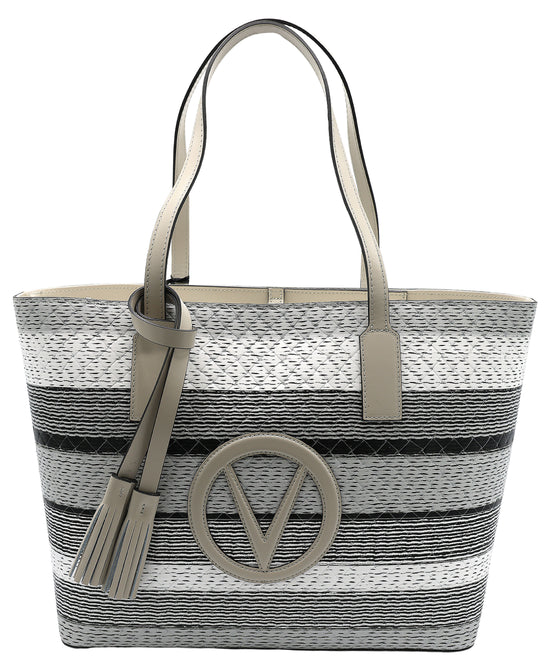 Leather Striped Quilted Tote Bag view 