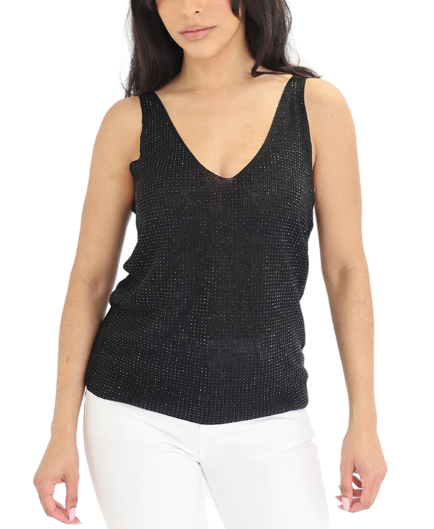 Crochet Knit Tank w/ Rhinestones view 1