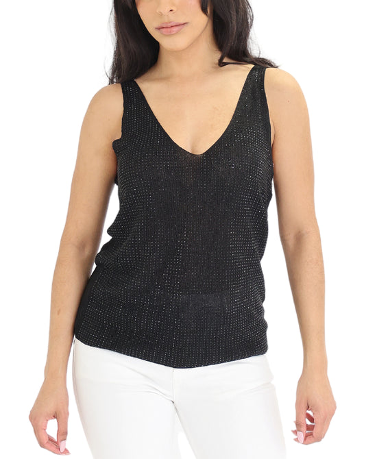 Crochet Knit Tank w/ Rhinestones view 