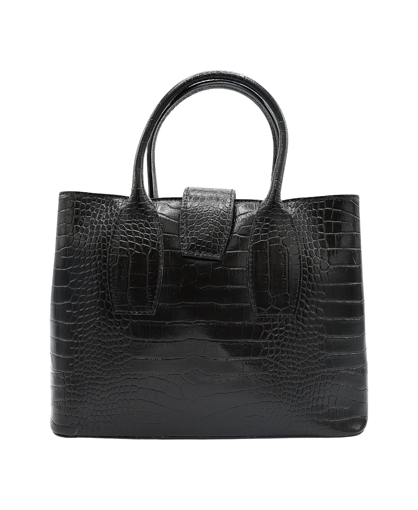 Leather Crocodile Embossed Handbag view 1