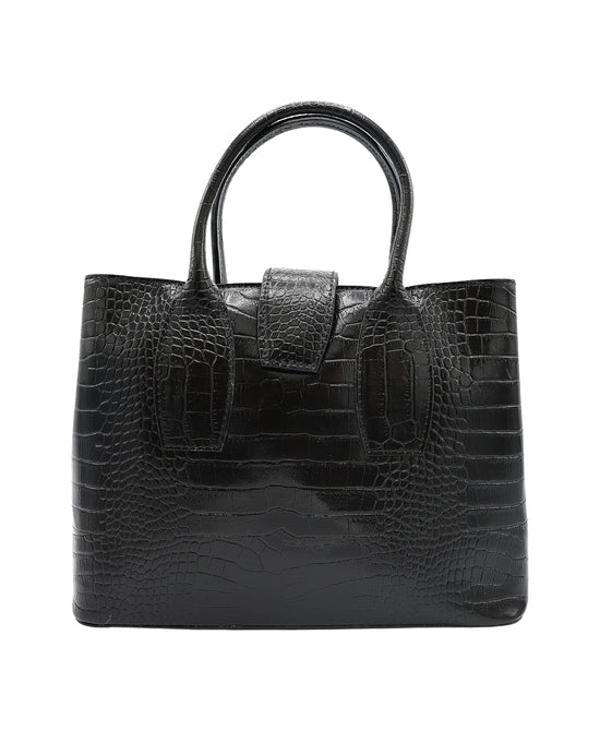 Leather Crocodile Embossed Handbag view 