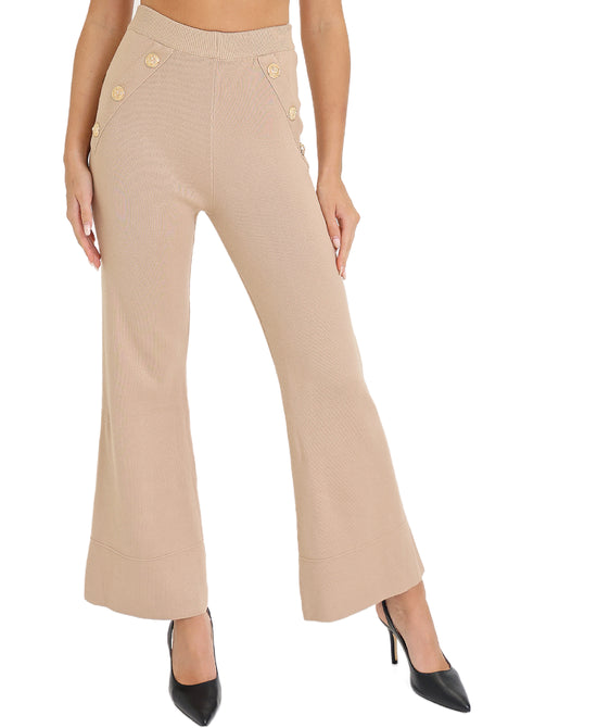 Wide Leg Pants w/ Button Accents view 