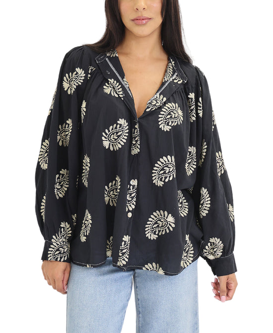 Embroidered Paisley Blouse view 