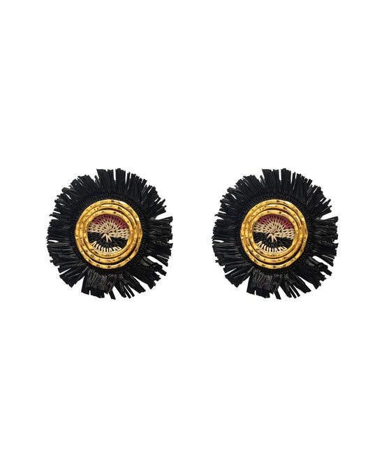 24K Gold Plated Round Fringe Earrings view 