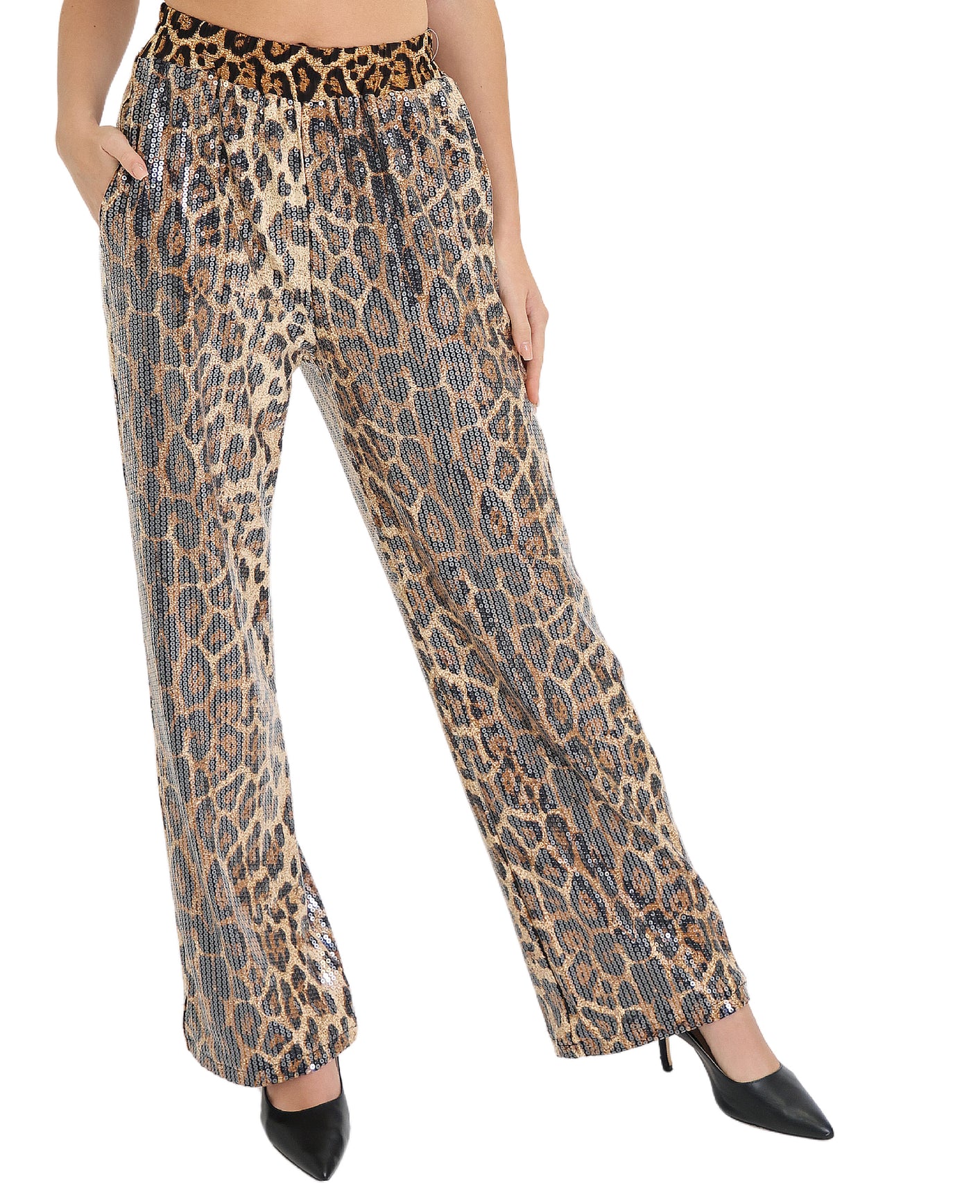 Leopard Print Sequin Pants view 1