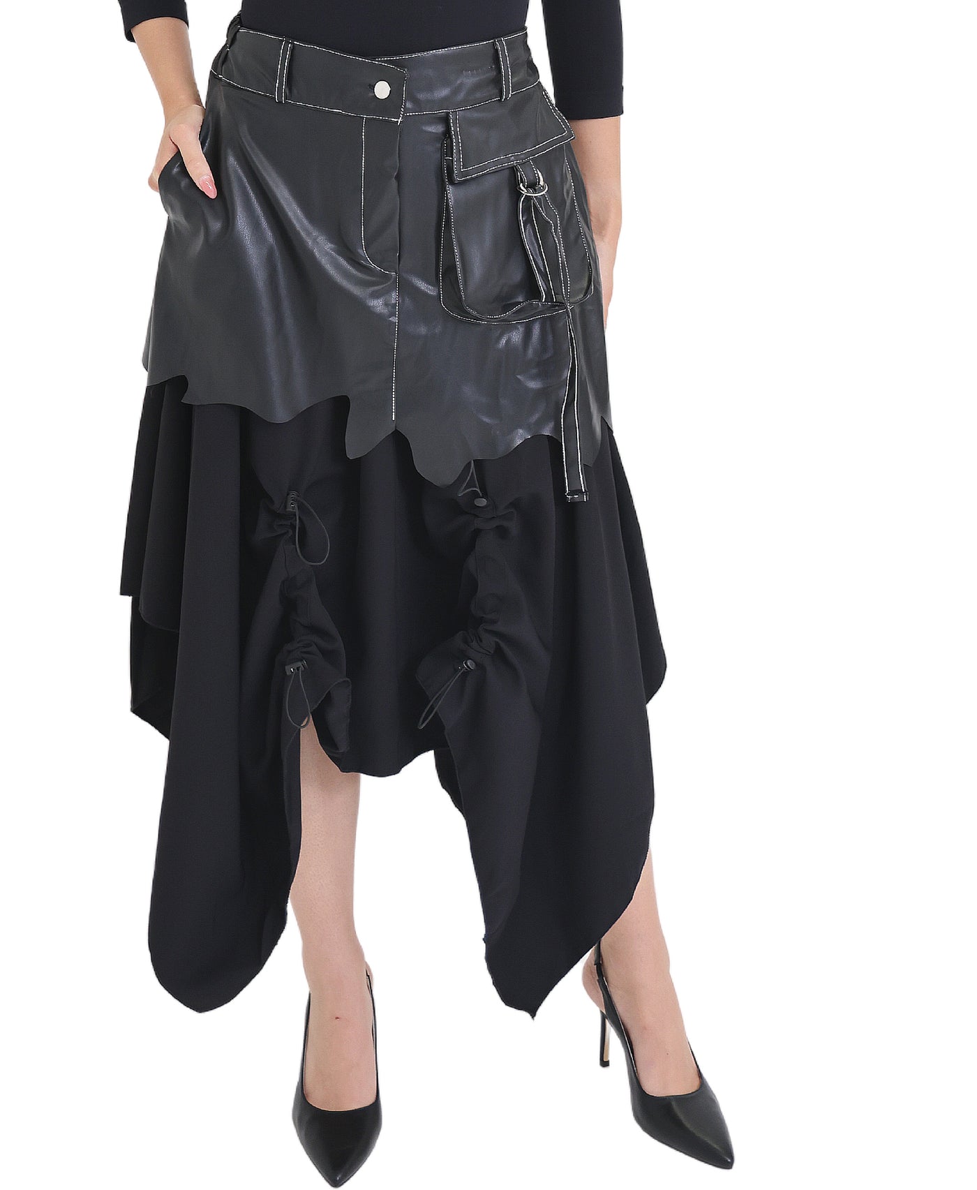 Faux Leather Asymmetrical Skirt view 1