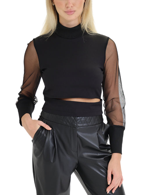 Blouse w/ Mesh & Cut-Outs view 