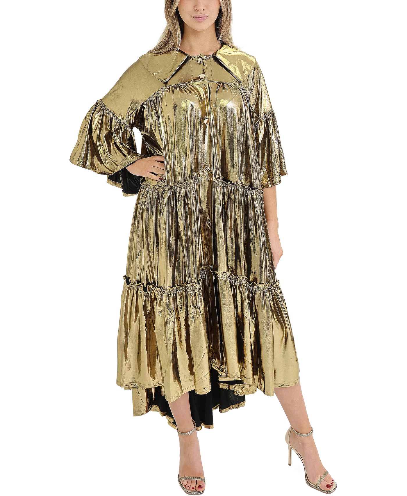 Metallic Tiered Maxi Dress view 1