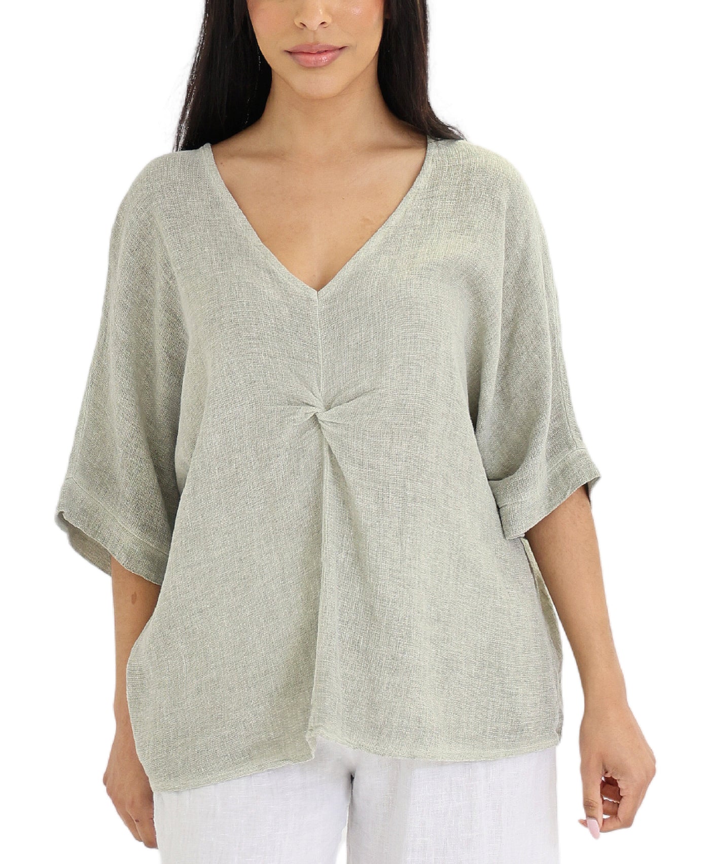 Linen Top w/ Twist Front view 1