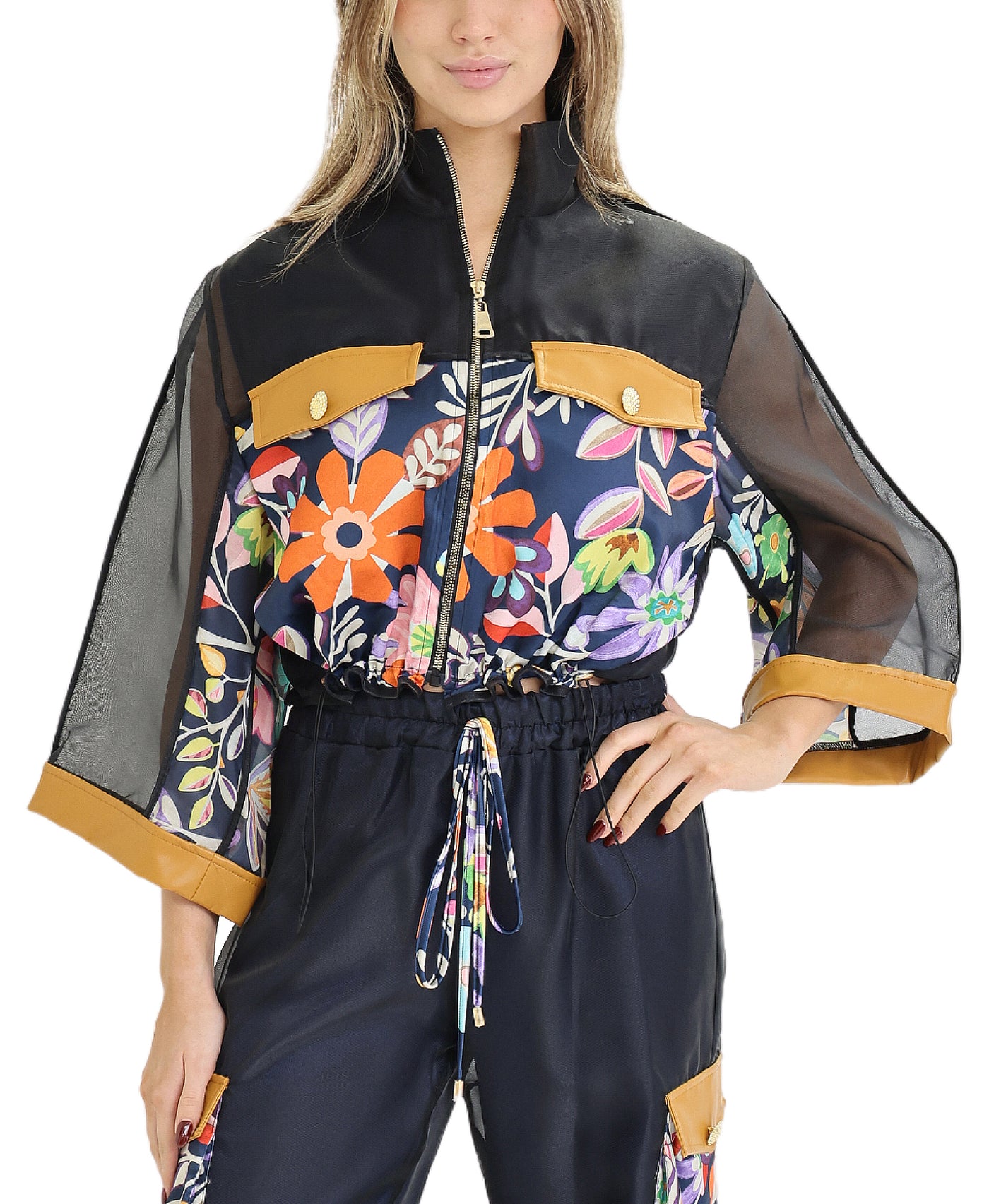 Floral Print Sheer Jacket view 1