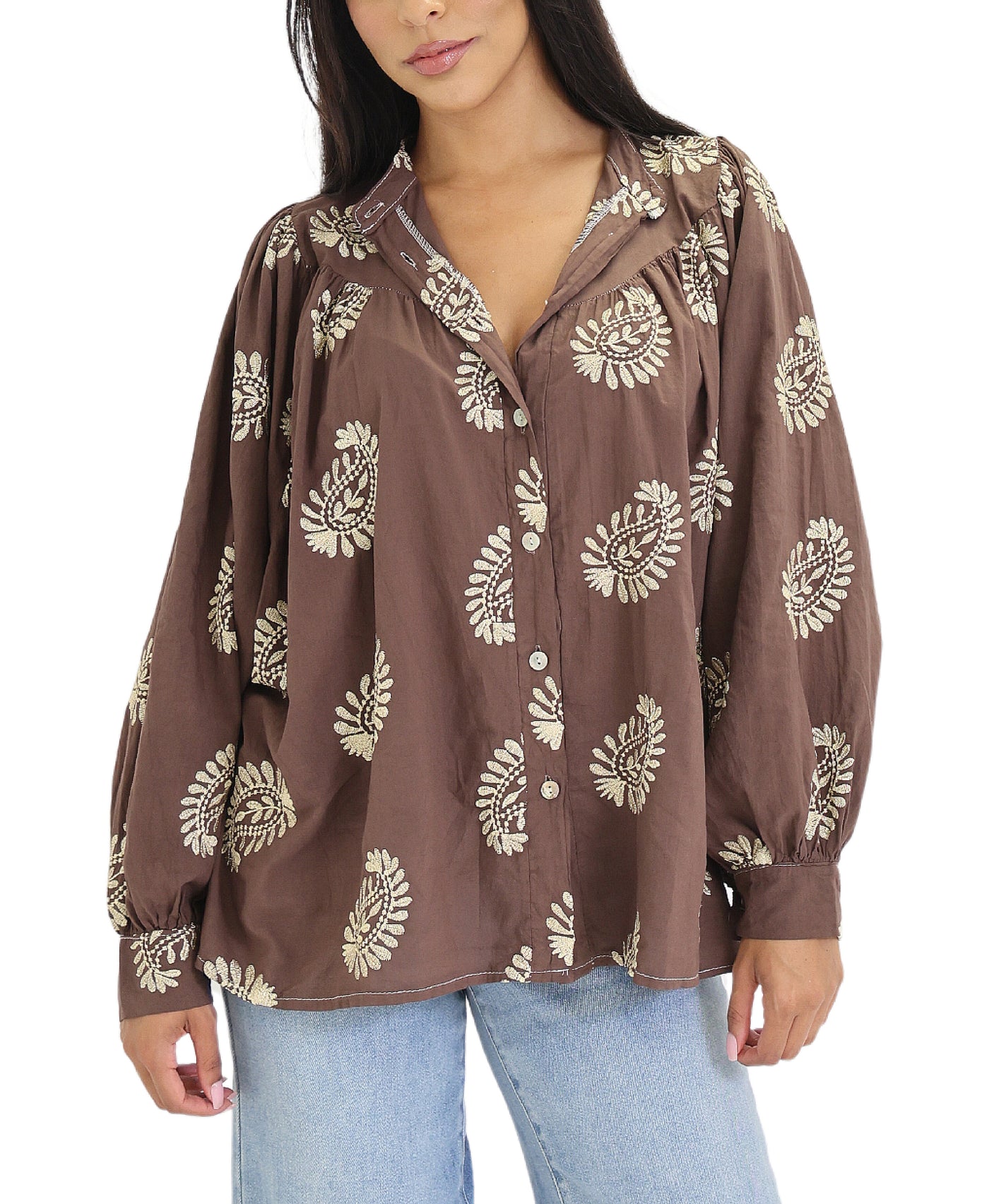 Embroidered Paisley Blouse view 1