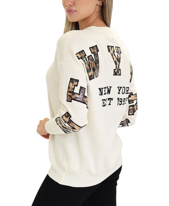 'NEW YORK' Leopard Sweater view 