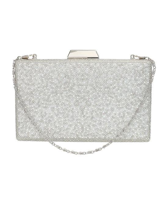 Rhinestone & Faux Pearl Clutch view 