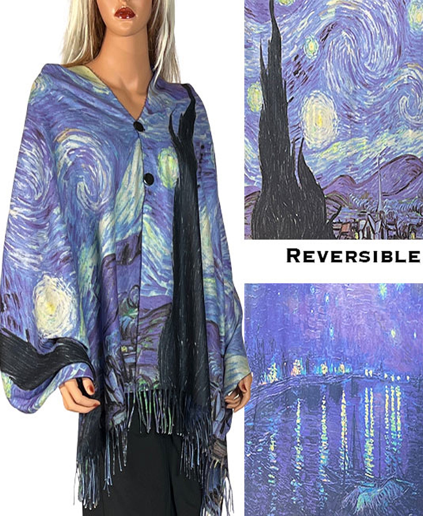 Art Inspired Blossom Print Poncho/Shawl view 1