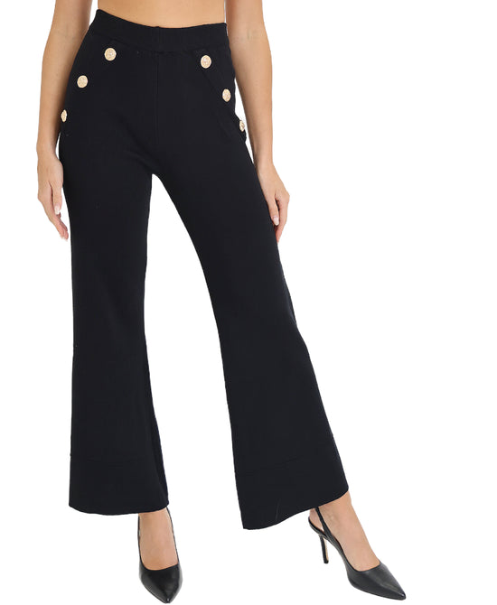 Wide Leg Pants w/ Button Accents view 