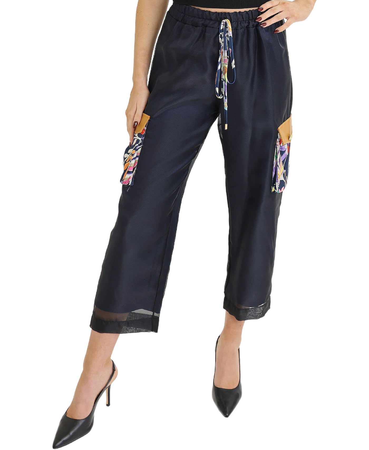 Cargo Pants w/ Floral Print