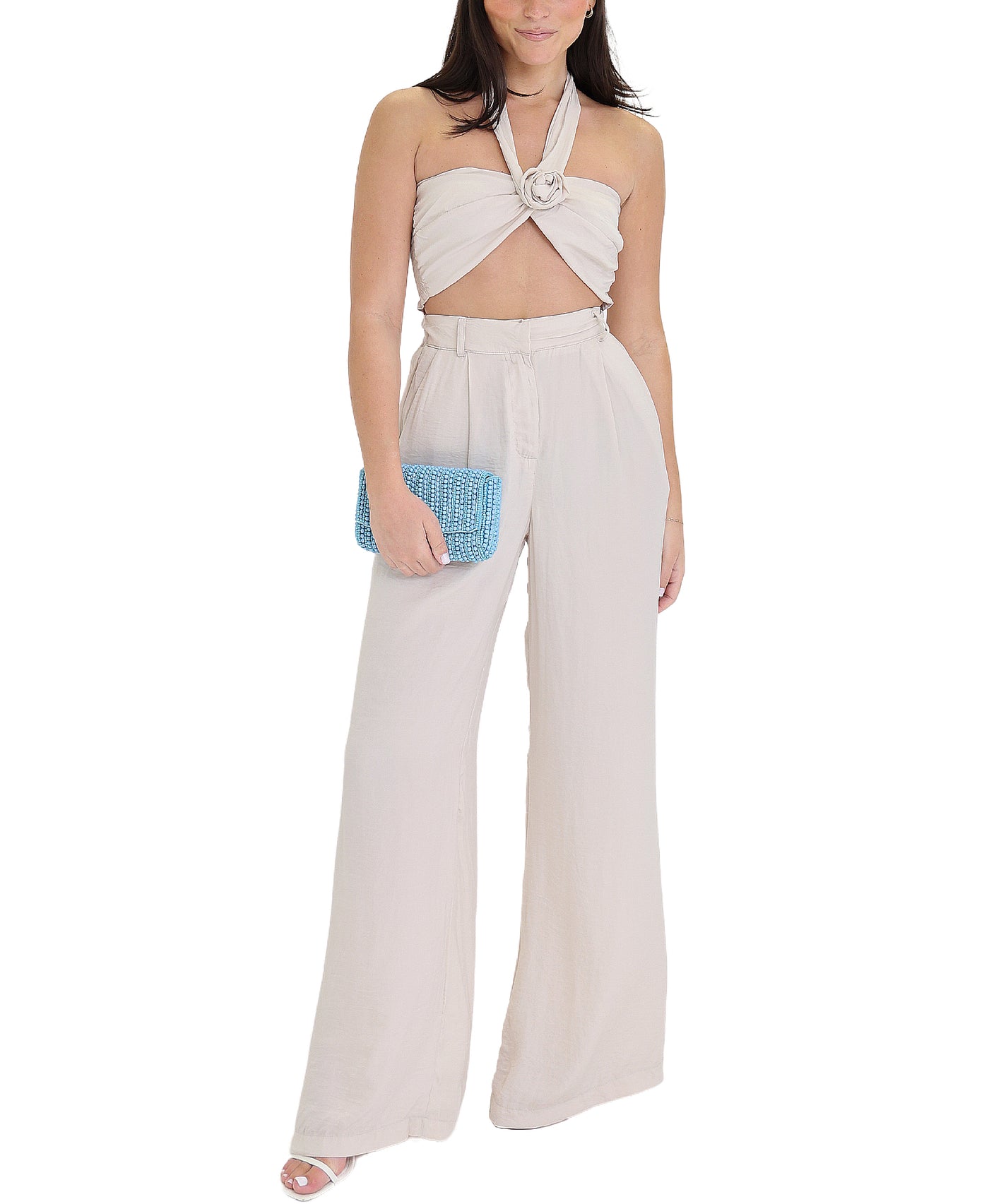 Crop Halter Top & Pants Set- 2 Pc Set view 1