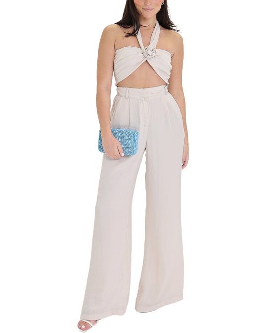 Crop Halter Top & Pants Set- 2 Pc Set view 