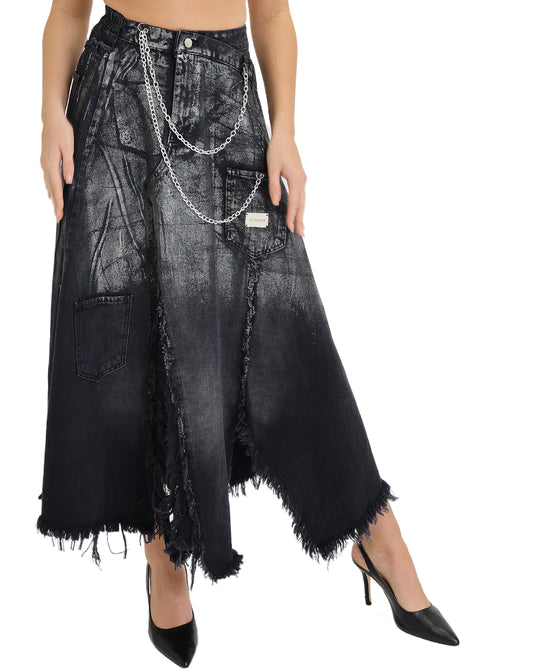 Foil Maxi Skirt w/ Chains view 