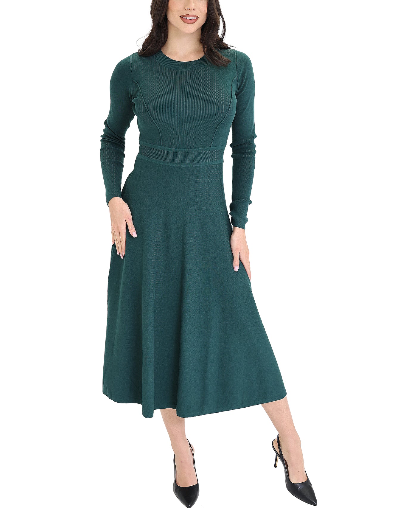 Knit Ribbed Midi Dress view 1