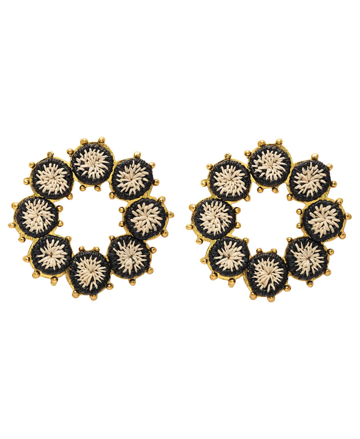 24K Gold Plated Round Stud Earrings view 1