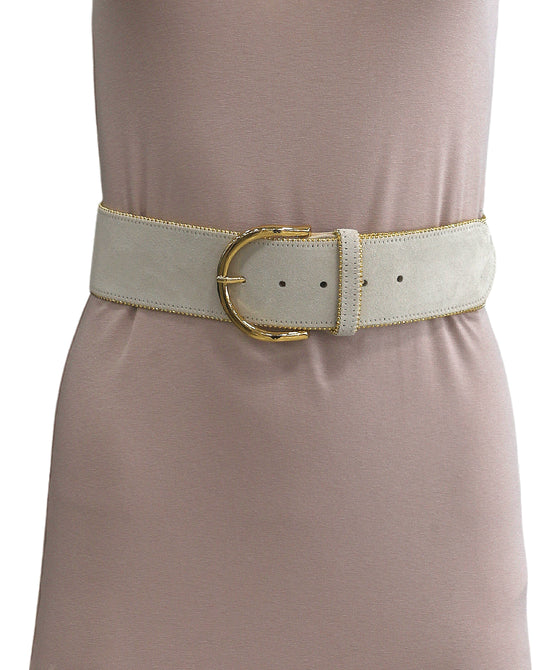 Suede Belt w/ Stud Trim & Buckle view 