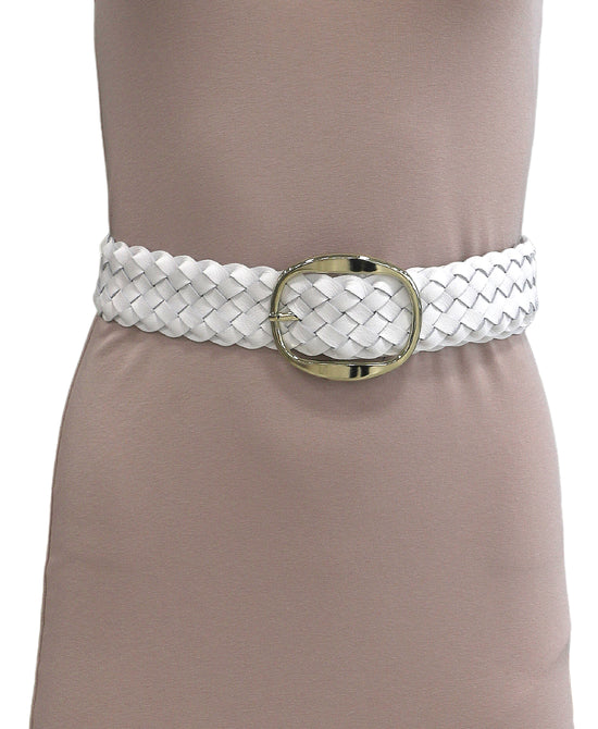 Leather Braided Belt w/ Oval Buckle view 