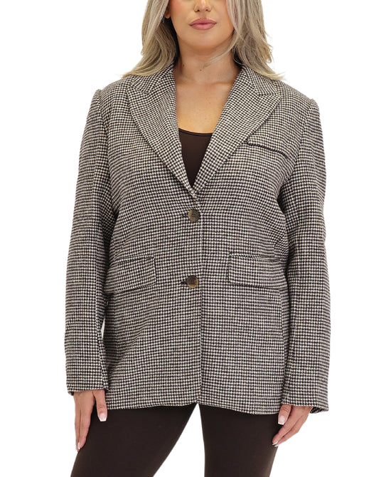 Houndstooth Wool Blazer view 