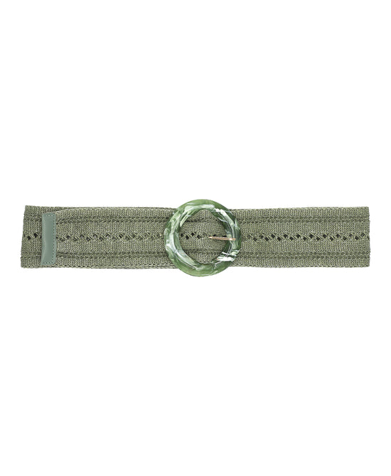 Woven Fabric Belt w/ Round Marble Buckle view 