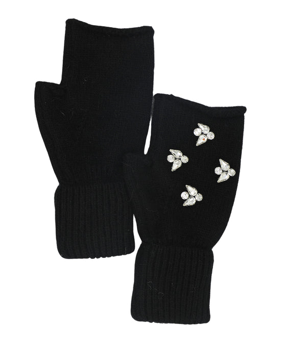 Jeweled Knit Fingerless Gloves view 