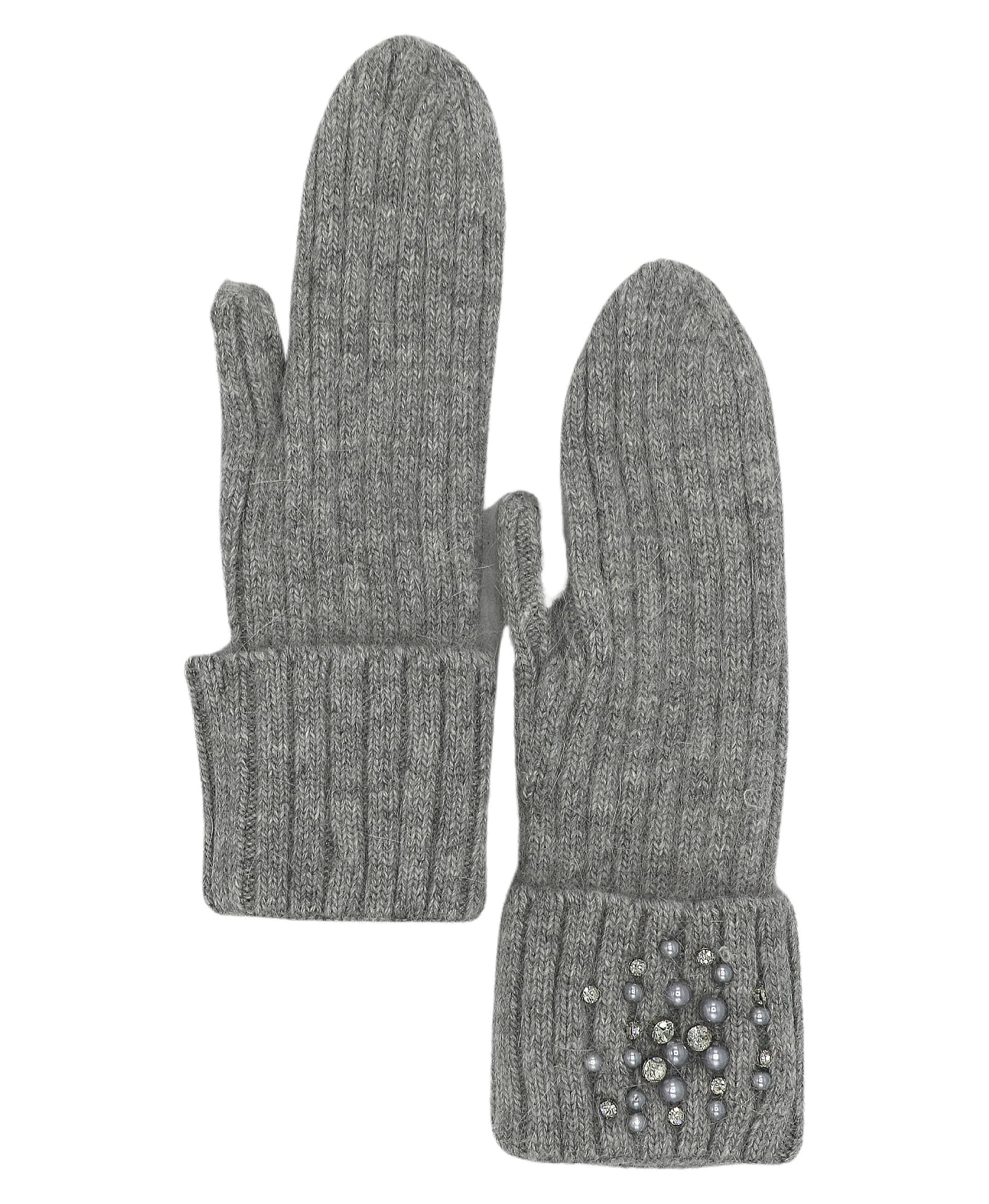 Rhinestone & Pearl Knit Mittens view 1