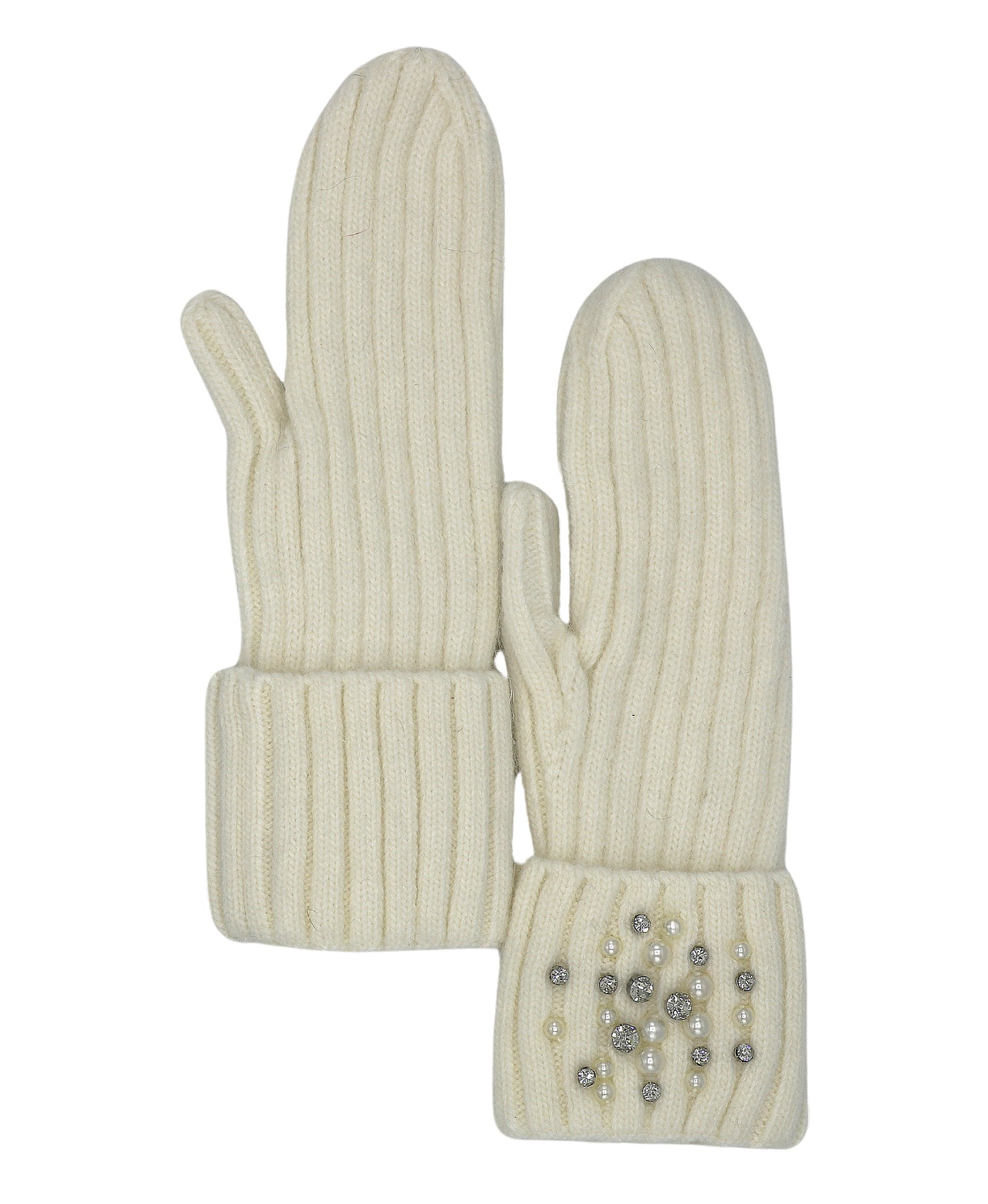 Rhinestone & Pearl Knit Mittens view 1