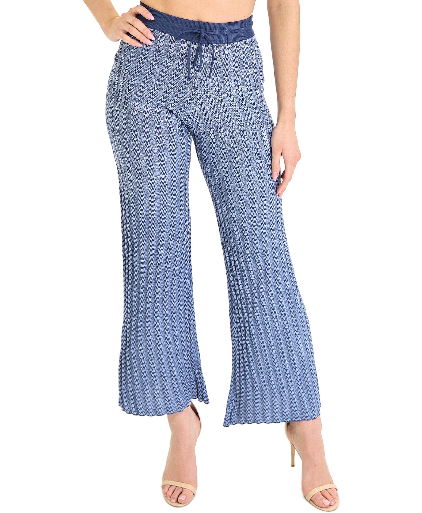 Houndstooth Knit Flare Pants view 1