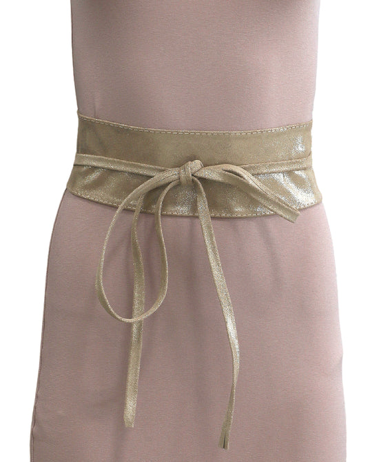 Metallic Suede Flower Wrap Belt view 