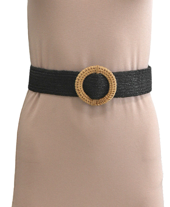 Fabric Stretch Belt w/ Round Buckle view 