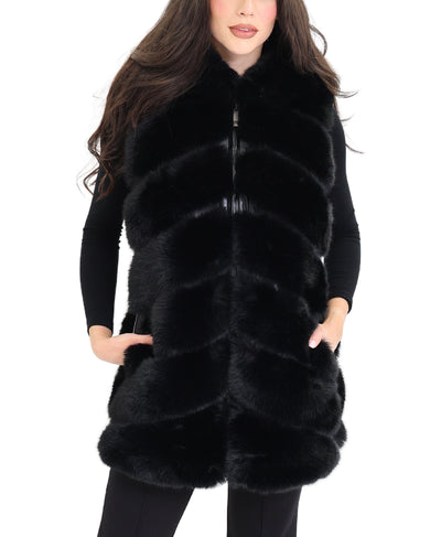 Faux Fur Vest w/ Hood image 1