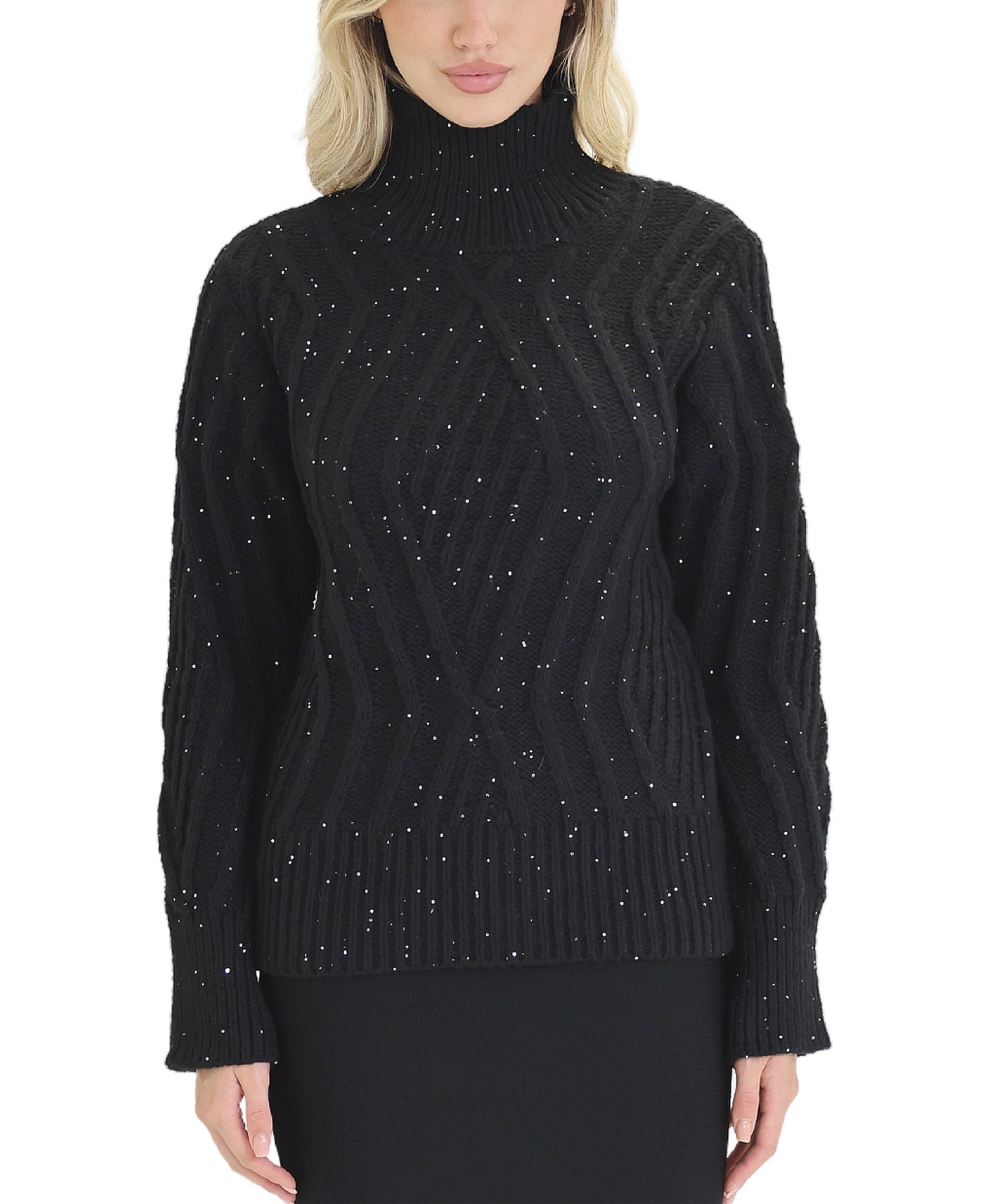 Cable Knit Sweater w/ Sequins view 1