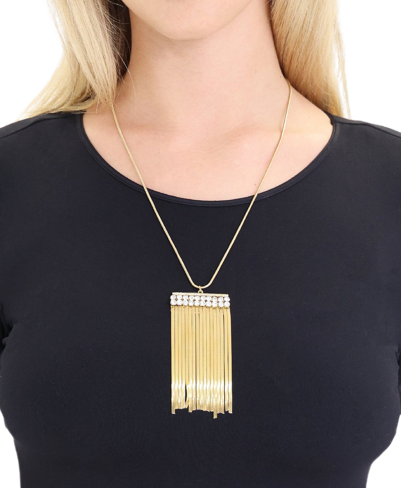 Long Pendant Fringe Necklace view 1