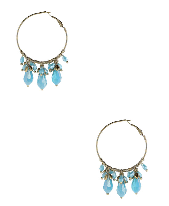 Hoop Earrings w/ Dangle Drop Beads view 