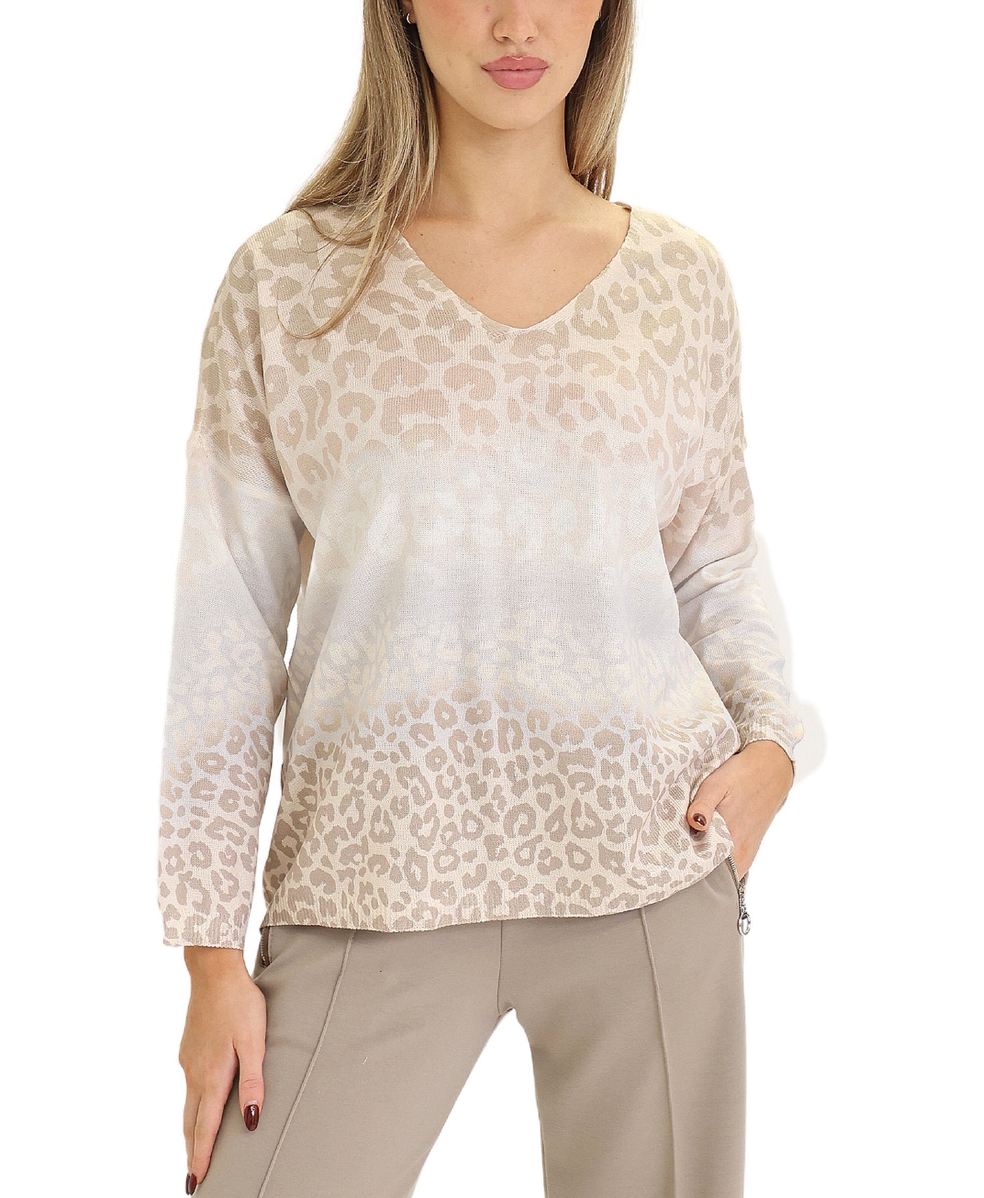 Ombre Leopard Knit Top view 1