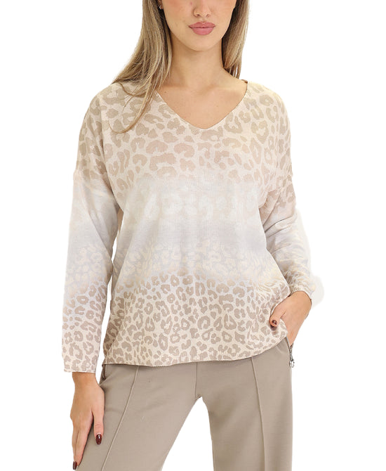 Ombre Leopard Knit Top view 