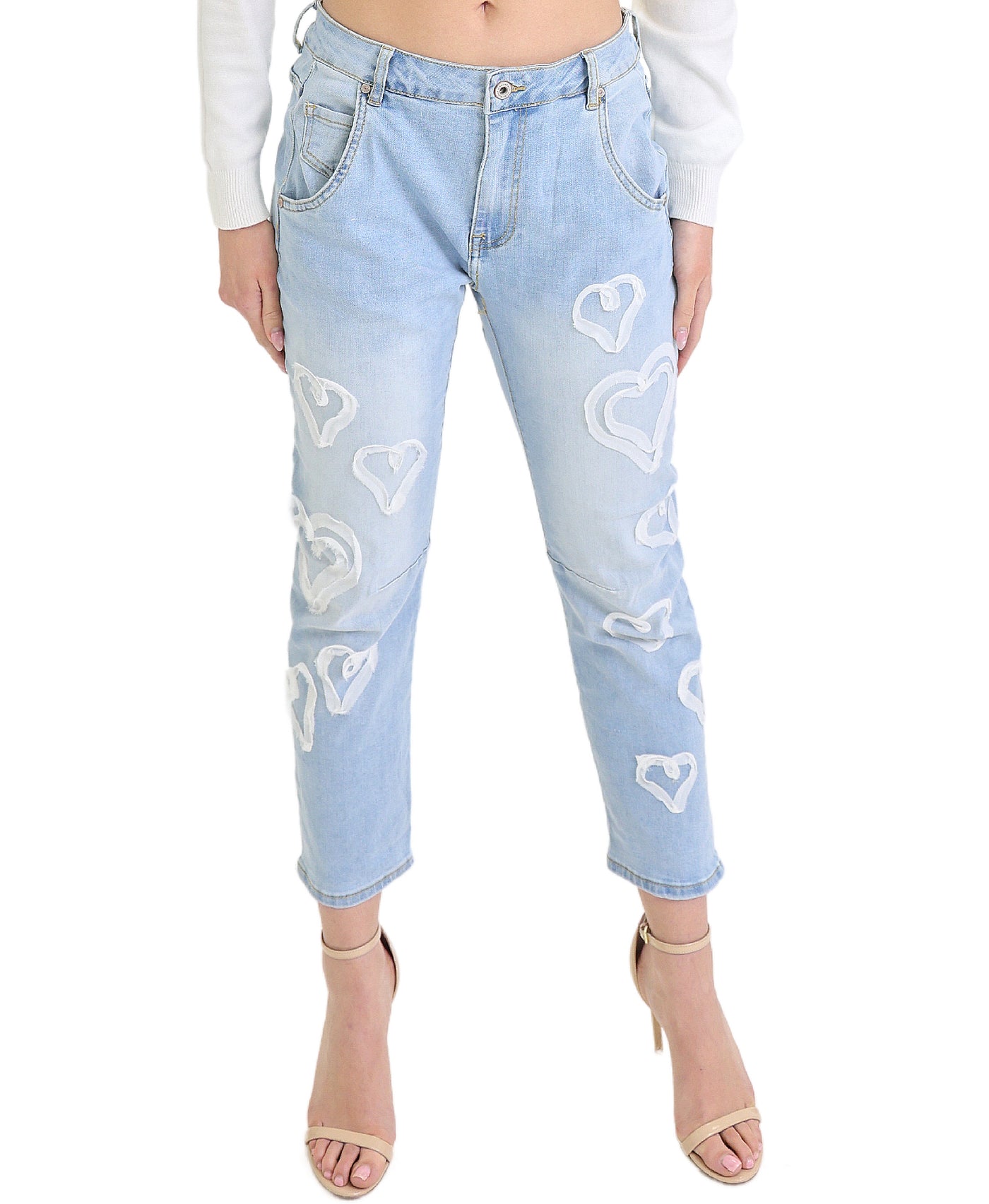 Jeans w/ Frayed Hearts view 1