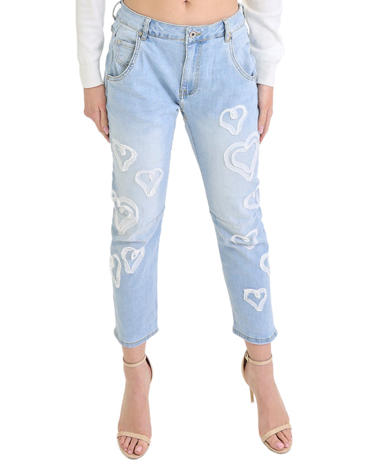 Jeans w/ Frayed Hearts view 