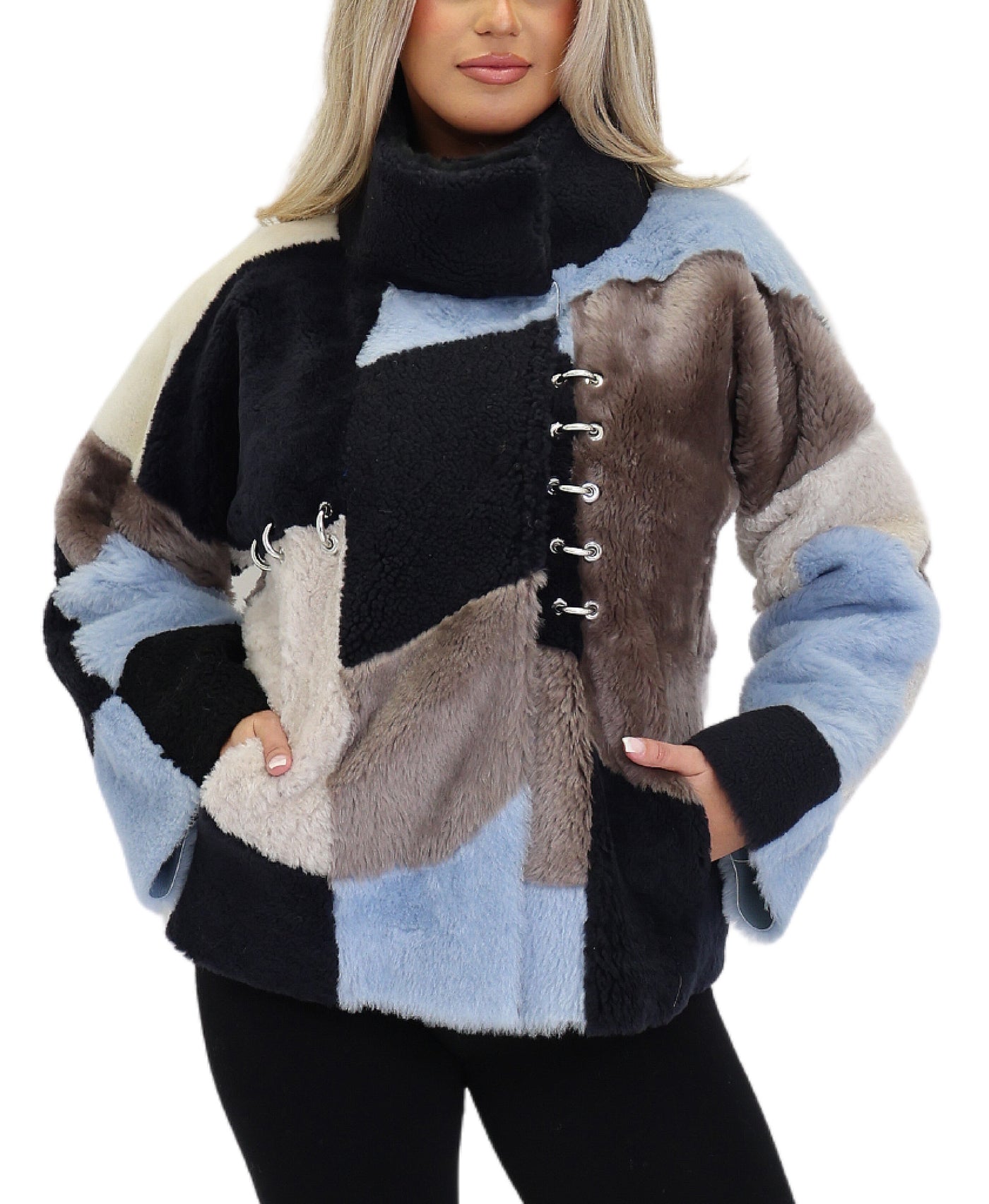 Multi Media Shearling Jacket w/ Rings view 1