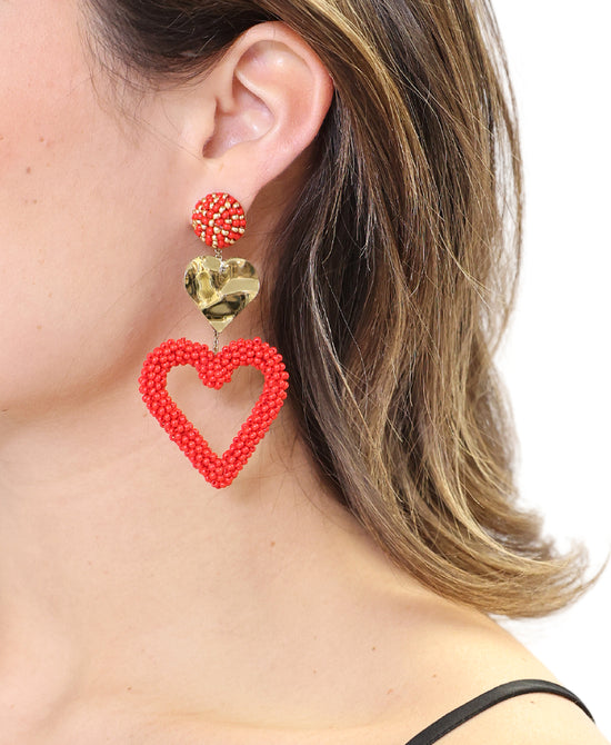 Glass Bead Heart Earrings view 