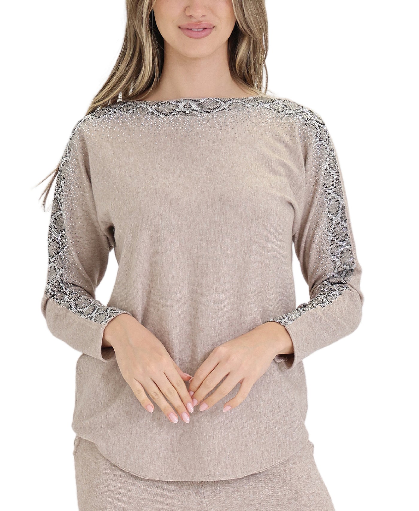 Snake Print Sequin Sweater view 1