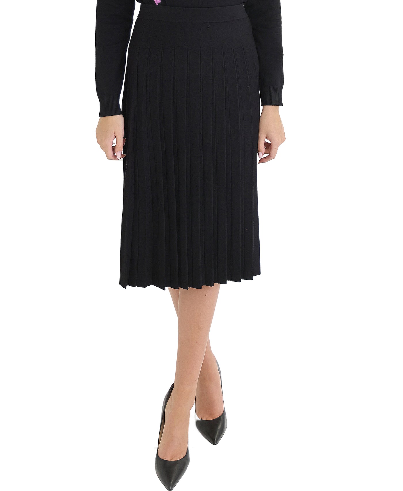 Pleated Knit Midi Skirt view 1