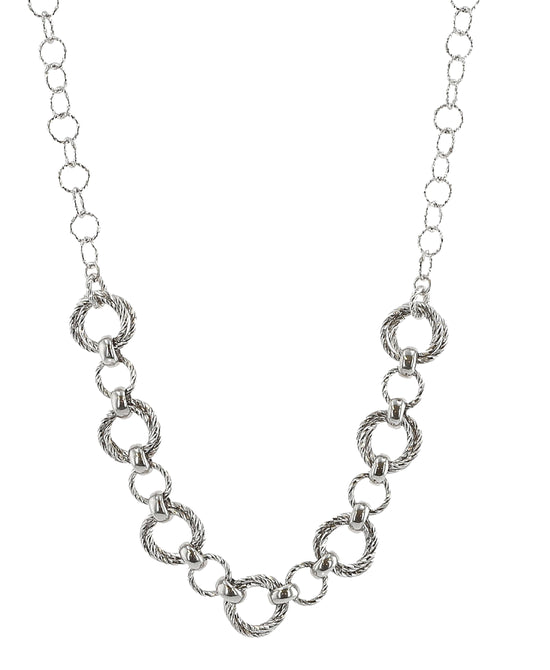 Sterling Silver Textured Circle Necklace view 