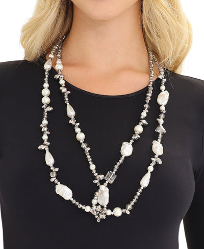 Long Faux Pearl Beaded Necklace image 1